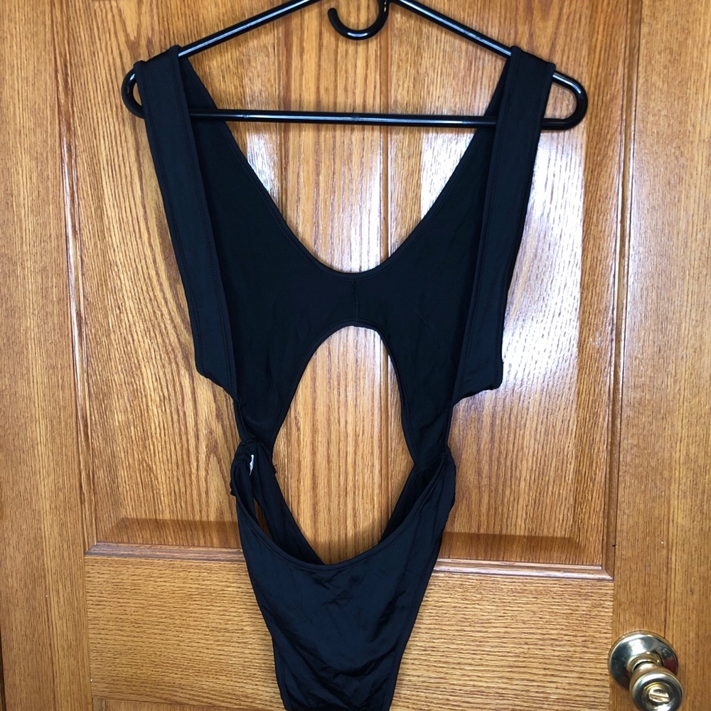 Black cut-out swimsuit